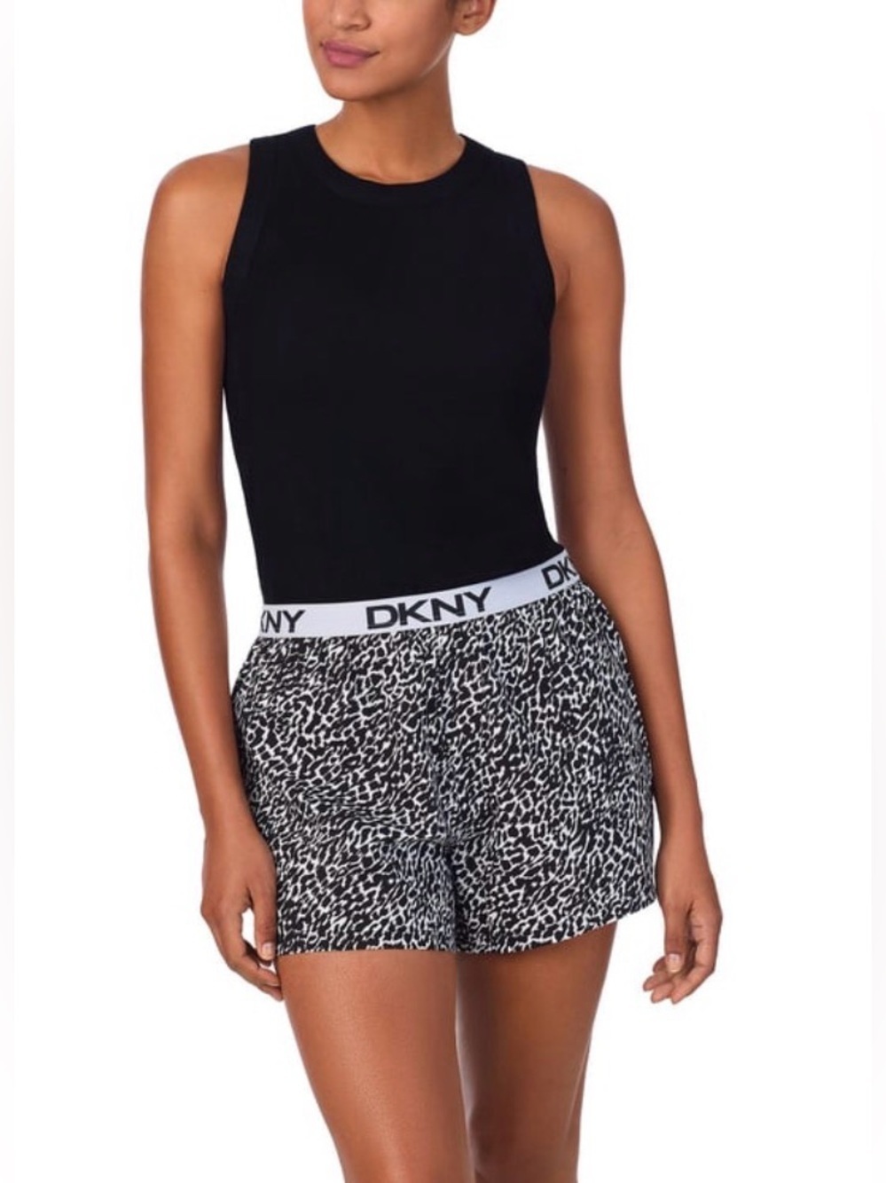 DKNY Black Animal Print Tank and Short Set
